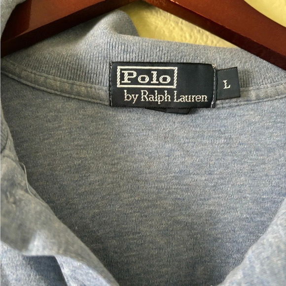 POLO RALPH LAUREN Mens Blue Polo with Pink Embroidery Shirt- Size Large - Picture 5 of 5